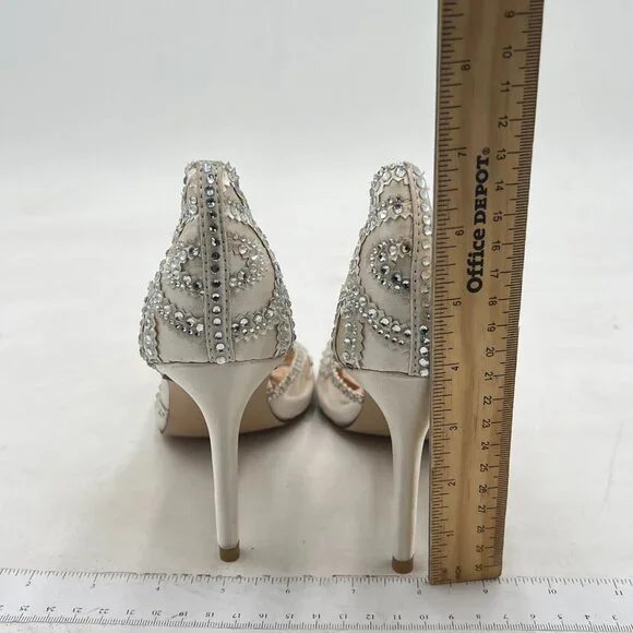 XYD Ivory and Silver Crystal Embellished Stiletto Heels - Picture 4 of 7
